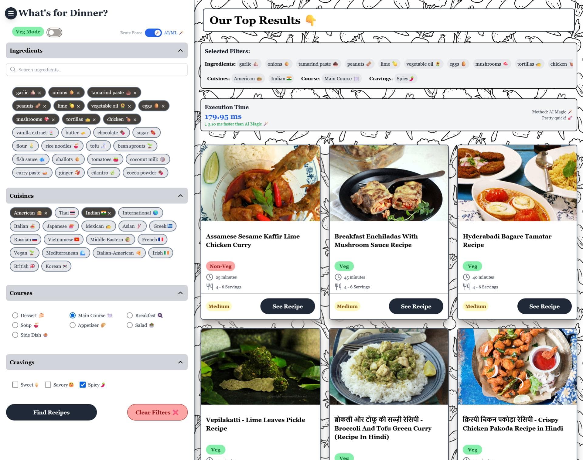 RecipeSense: ML-Based Recipe Recommender screenshot 1